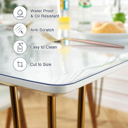 Clear Table Protector 29 x 59 Inch, 1.5mm Thick Plastic Table Cover, Waterproof PVC Clear Table Cover Protector, Desk Protector Mat, Writing Desk Pad for Desktop, Coffee & Dining Room Table | Table Pads - TrueDesk