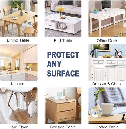 Clear Table Protector 29 x 59 Inch, 1.5mm Thick Plastic Table Cover, Waterproof PVC Clear Table Cover Protector, Desk Protector Mat, Writing Desk Pad for Desktop, Coffee & Dining Room Table | Table Pads - TrueDesk