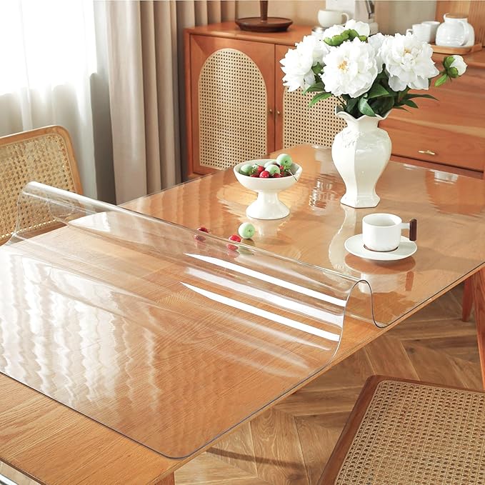 Clear Table Protector 36 x 72 Inch, 1.5mm Thick Plastic Table Cover, Waterproof PVC Clear Table Cover Protector, Desk Protector Mat, Writing Desk Pad for Desktop, Coffee & Dining Room Table | Table Pads - TrueDesk