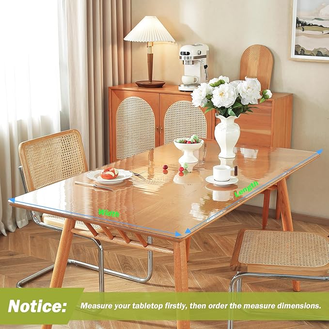 Clear Table Protector 40 x 108 Inch, 1.5mm Thick Plastic Table Cover, Waterproof PVC Clear Table Cover Protector, Desk Protector Mat, Writing Desk Pad for Desktop, Coffee & Dining Room Table | Table Pads - TrueDesk