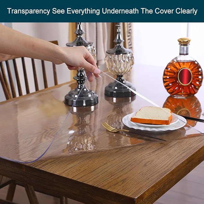 Clear Table Protector Plastic Table Cloths PVC Night Stand Table Cover Mat Office Desk Mat Shelf Surface Chair Floor Protection Crystal Children Painting Cover Pad Transprent Rectangular 35.4x55.2 in | Table Pads - TrueDesk