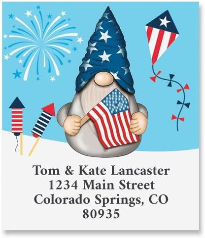 Colorful Images American Gnome Return Address Mailing Labels, Personalized in The USA with Names & Addresses, Set of 144 Self Adhesive, Easy Peel Flat Label Sheets, 1½” x 1¾”, 1 Design | Address Labels - TrueDesk
