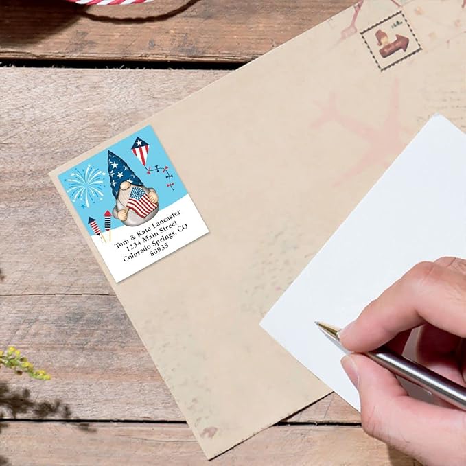 Colorful Images American Gnome Return Address Mailing Labels, Personalized in The USA with Names & Addresses, Set of 144 Self Adhesive, Easy Peel Flat Label Sheets, 1½” x 1¾”, 1 Design | Address Labels - TrueDesk