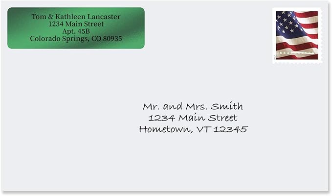 Colorful Images Green Metallic Foil Rolled Return Address Mailing Labels with Dispenser, Customize with Name & Shipping Address, 250 Self Adhesive, Easy Peel Sticker Label Roll, 3/4" x 2 1/2" | Address Labels - TrueDesk