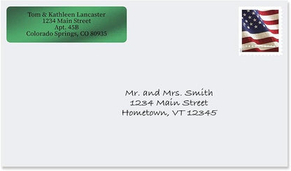 Colorful Images Green Metallic Foil Rolled Return Address Mailing Labels with Dispenser, Customize with Name & Shipping Address, 250 Self Adhesive, Easy Peel Sticker Label Roll, 3/4" x 2 1/2" | Address Labels - TrueDesk