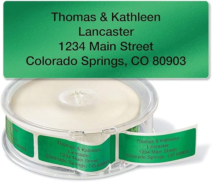 Colorful Images Green Metallic Foil Rolled Return Address Mailing Labels with Dispenser, Customize with Name & Shipping Address, 500 Self Adhesive, Easy Peel Sticker Label Roll, 3/4" x 2 1/2" | Address Labels - TrueDesk