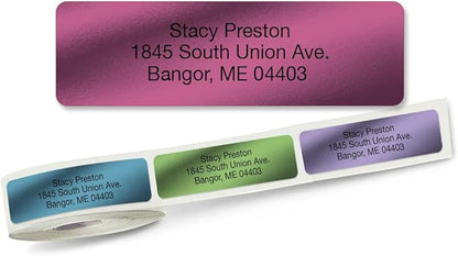 Colorful Images Metallic Rainbow Foil Rolled Return Address Mailing Labels with Dispenser, Customize with Name & Shipping Address, 500 Self Adhesive, Easy Peel Sticker Label Roll, 3/4" x 2 1/2" | Address Labels - TrueDesk