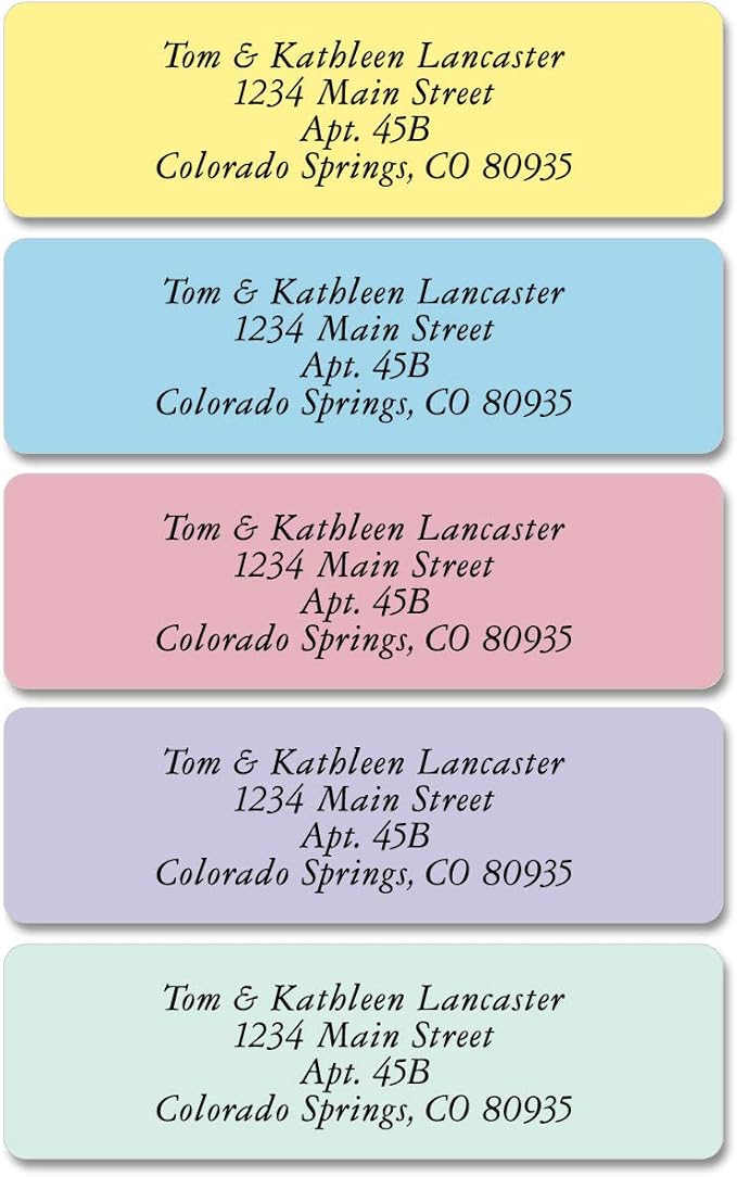 Colorful Images Pastel Multicolor Rolled Return Address Mailing Labels with Dispenser, Customize with Name & Shipping Address, 250 Self Adhesive, Easy Peel Sticker Label Roll, 3/4" x 2 1/2" | Address Labels - TrueDesk