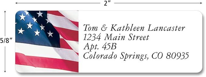 Colorful Images Patriotic American Glory Return Address Mailing Labels, Personalized in The USA with Names & Addresses, Set of 240 Self Adhesive, Easy Peel Flat Label Sheets, ⅝ x 2", 1 Design | Address Labels - TrueDesk
