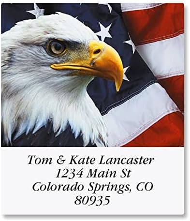 Colorful Images Patriotic Bald Eagle Return Address Mailing Labels, Personalized in The USA with Names & Addresses, Set of 144 Self Adhesive, Easy Peel Flat Label Sheets, 1½” x 1¾”, 1 Design | Address Labels - TrueDesk