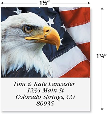Colorful Images Patriotic Bald Eagle Return Address Mailing Labels, Personalized in The USA with Names & Addresses, Set of 144 Self Adhesive, Easy Peel Flat Label Sheets, 1½” x 1¾”, 1 Design | Address Labels - TrueDesk