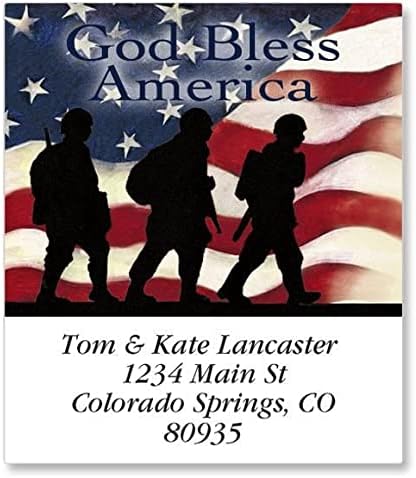 Colorful Images Patriotic Soldier Return Address Mailing Labels, Personalized in The USA with Names & Addresses, Set of 144 Self Adhesive, Easy Peel Flat Label Sheets, 1½” x 1¾”, 1 Design | Address Labels - TrueDesk
