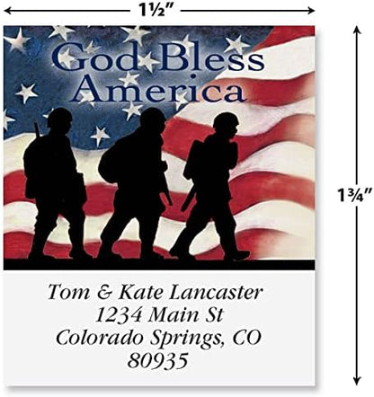 Colorful Images Patriotic Soldier Return Address Mailing Labels, Personalized in The USA with Names & Addresses, Set of 144 Self Adhesive, Easy Peel Flat Label Sheets, 1½” x 1¾”, 1 Design | Address Labels - TrueDesk