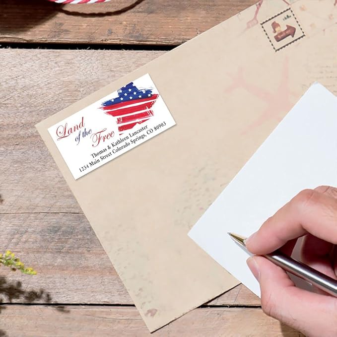 Colorful Images Patriotic Star Return Address Mailing Labels, Personalized in The USA with Names & Addresses, Set of 144 Self Adhesive, Easy Peel Flat Label Sheets, 1¼” x 1⅛”, 1 Design | Address Labels - TrueDesk