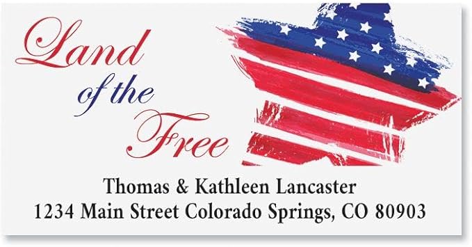 Colorful Images Patriotic Star Return Address Mailing Labels, Personalized in The USA with Names & Addresses, Set of 144 Self Adhesive, Easy Peel Flat Label Sheets, 1¼” x 1⅛”, 1 Design | Address Labels - TrueDesk