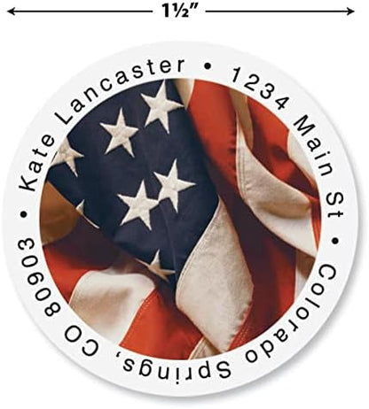 Colorful Images Patriotic USA Flag Return Address Mailing Labels, Personalized in The USA with Names & Addresses, Set of 144 Self Adhesive, Easy Peel Flat Label Sheets, 1½” Across, 1 Design | Address Labels - TrueDesk