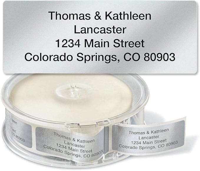 Colorful Images Silver Metallic Foil Rolled Return Address Mailing Labels with Dispenser, Customize with Name & Shipping Address, 250 Self Adhesive, Easy Peel Sticker Label Roll, 3/4" x 2 1/2" | Address Labels - TrueDesk