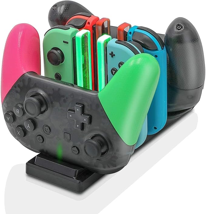 Controller Charger Dock for Nintendo Switch – 6 in 1 Charging Station for 4 Joy - Cons & 2 Pro Controllers, LED Indicator, Quick USB Charging, Not Compatible with Switch 2 Joycon | Battery Charger Sets - TrueDesk