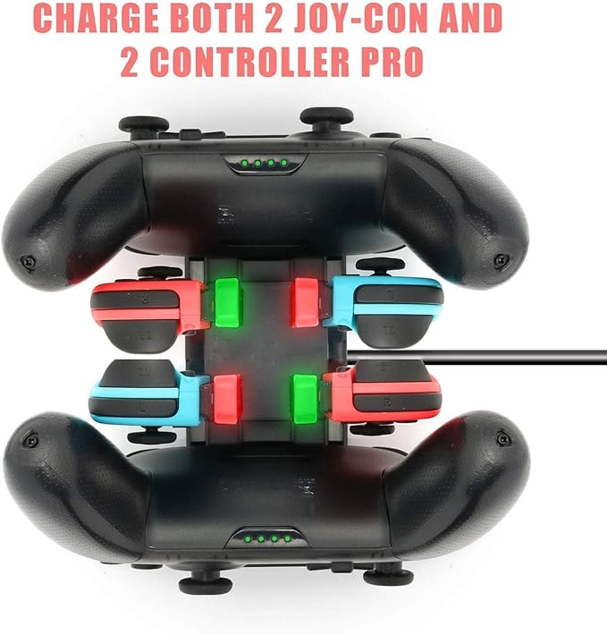 Controller Charger Dock for Nintendo Switch – 6 in 1 Charging Station for 4 Joy - Cons & 2 Pro Controllers, LED Indicator, Quick USB Charging, Not Compatible with Switch 2 Joycon | Battery Charger Sets - TrueDesk