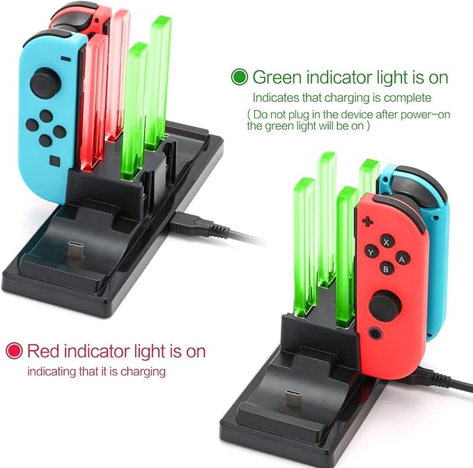 Controller Charger Dock for Nintendo Switch – 6 in 1 Charging Station for 4 Joy - Cons & 2 Pro Controllers, LED Indicator, Quick USB Charging, Not Compatible with Switch 2 Joycon | Battery Charger Sets - TrueDesk