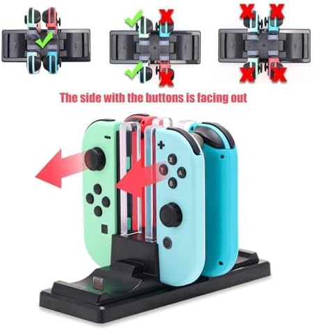 Controller Charger Dock for Nintendo Switch – 6 in 1 Charging Station for 4 Joy - Cons & 2 Pro Controllers, LED Indicator, Quick USB Charging, Not Compatible with Switch 2 Joycon | Battery Charger Sets - TrueDesk