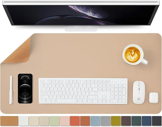 Cork Apricot Desk Mat - Dual - Sided Desk Pad for Office and Home - Desk Organization and Accessories - Ideal for Large Mouse Pad and Desk Mats on Top of Desks(31.5"x 15.7") | Desk Pads Blotters - TrueDesk