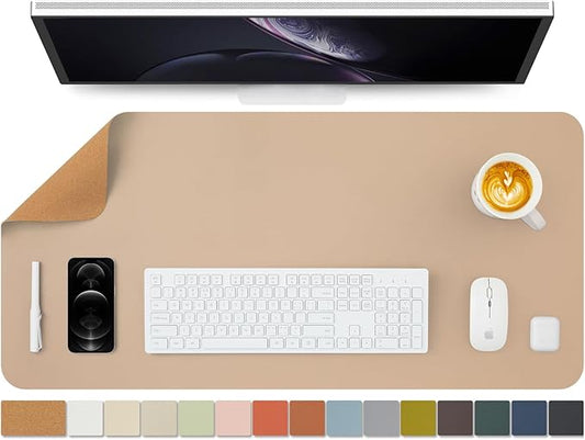 Cork Apricot Desk Mat - Dual - Sided Desk Pad for Office and Home - Desk Organization and Accessories - Ideal for Large Mouse Pad and Desk Mats on Top of Desks(36"x 17") | Desk Pads Blotters - TrueDesk
