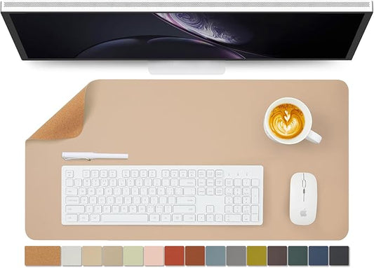 Cork Desk Mat - Dual - Sided Desk Pad for Office and Home - Desk Organization and Accessories - Ideal for Large Mouse Pad and Desk Mats on Top of Desks(Apricot,27.6"x 13.8") | Desk Pads Blotters - TrueDesk
