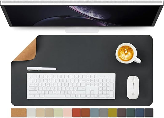 Cork Desk Mat - Dual - Sided Desk Pad for Office and Home - Desk Organization and Accessories - Ideal for Large Mouse Pad and Desk Mats on Top of Desks(Black,27.6"x 13.8") | Desk Pads Blotters - TrueDesk