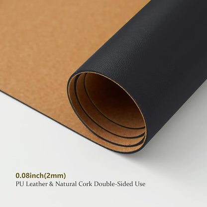 Cork Desk Mat - Dual - Sided Desk Pad for Office and Home - Desk Organization and Accessories - Ideal for Large Mouse Pad and Desk Mats on Top of Desks(Black,27.6"x 13.8") | Desk Pads Blotters - TrueDesk