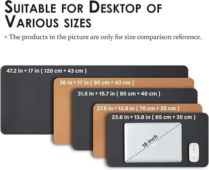 Cork Desk Mat - Dual - Sided Desk Pad for Office and Home - Desk Organization and Accessories - Ideal for Large Mouse Pad and Desk Mats on Top of Desks(Black,90cmx 43cm) | Desk Pads Blotters - TrueDesk