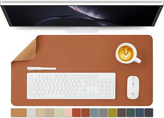 Cork Desk Mat - Dual - Sided Desk Pad for Office and Home - Desk Organization and Accessories - Ideal for Large Mouse Pad and Desk Mats on Top of Desks(Brown,27.6"x 13.8") | Desk Pads Blotters - TrueDesk
