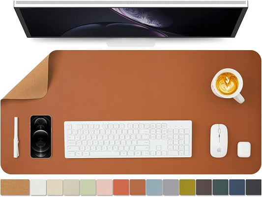 Cork Desk Mat - Dual - Sided Desk Pad for Office and Home - Desk Organization and Accessories - Ideal for Large Mouse Pad and Desk Mats on Top of Desks(Brown,36"x 17") | Desk Pads Blotters - TrueDesk