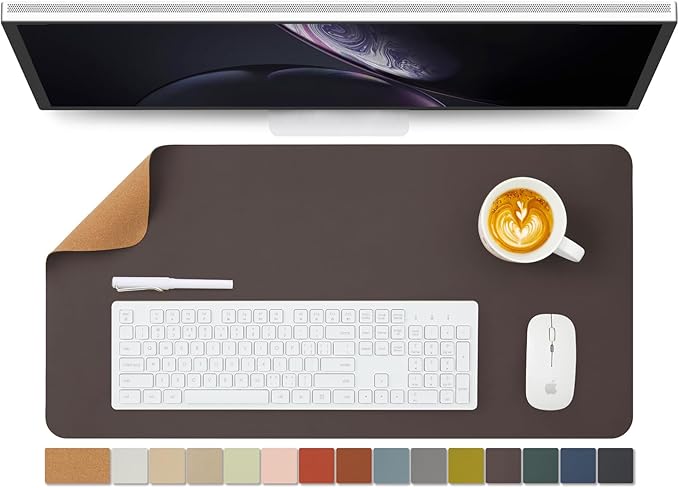 Cork Desk Mat - Dual - Sided Desk Pad for Office and Home - Desk Organization and Accessories - Ideal for Large Mouse Pad and Desk Mats on Top of Desks(Coffee,27.6"x 13.8") | Desk Pads Blotters - TrueDesk