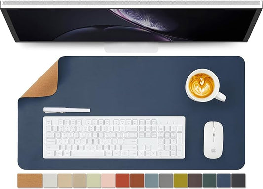 Cork Desk Mat - Dual - Sided Desk Pad for Office and Home - Desk Organization and Accessories - Ideal for Large Mouse Pad and Desk Mats on Top of Desks(Dark Blue,27.6"x 13.8") | Desk Pads Blotters - TrueDesk