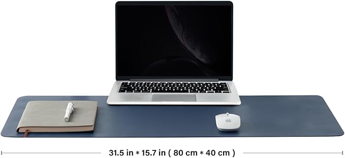 Cork Desk Mat - Dual - Sided Desk Pad for Office and Home - Desk Organization and Accessories - Ideal for Large Mouse Pad and Desk Mats on Top of Desks(Dark Blue,80cmx 40cm) | Desk Pads Blotters - TrueDesk