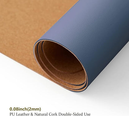 Cork Desk Mat - Dual - Sided Desk Pad for Office and Home - Desk Organization and Accessories - Ideal for Large Mouse Pad and Desk Mats on Top of Desks(Dark Blue,80cmx 40cm) | Desk Pads Blotters - TrueDesk