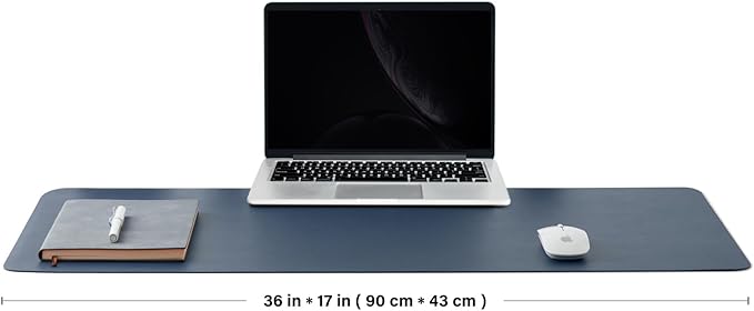 Cork Desk Mat - Dual - Sided Desk Pad for Office and Home - Desk Organization and Accessories - Ideal for Large Mouse Pad and Desk Mats on Top of Desks(Dark Blue,90cmx 43cm) | Desk Pads Blotters - TrueDesk