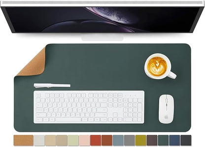 Cork Desk Mat - Dual - Sided Desk Pad for Office and Home - Desk Organization and Accessories - Ideal for Large Mouse Pad and Desk Mats on Top of Desks(Dark Green,27.6"x 13.8") | Desk Pads Blotters - TrueDesk
