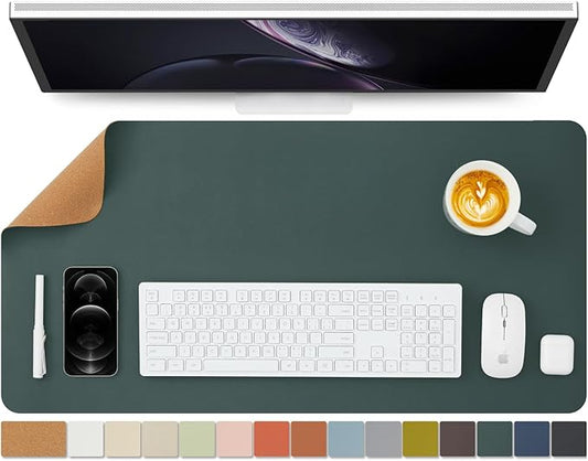 Cork Desk Mat - Dual - Sided Desk Pad for Office and Home - Desk Organization and Accessories - Ideal for Large Mouse Pad and Desk Mats on Top of Desks(Dark Green,80cmx 40cm) | Desk Pads Blotters - TrueDesk