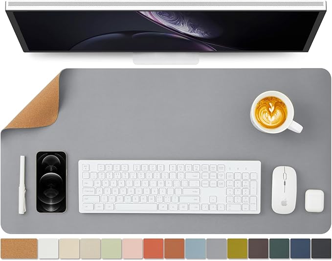 Cork Desk Mat - Dual - Sided Desk Pad for Office and Home - Desk Organization and Accessories - Ideal for Large Mouse Pad and Desk Mats on Top of Desks(Gray,80cmx 40cm) | Mouse Pads - TrueDesk
