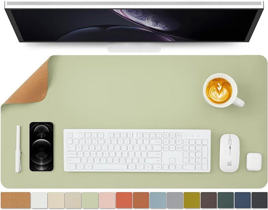 Cork Desk Mat - Dual - Sided Desk Pad for Office and Home - Desk Organization and Accessories - Ideal for Large Mouse Pad and Desk Mats on Top of Desks(Light Green,80cmx 40cm) | Desk Pads Blotters - TrueDesk