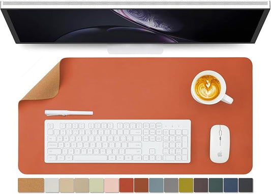Cork Desk Mat - Dual - Sided Desk Pad for Office and Home - Desk Organization and Accessories - Ideal for Large Mouse Pad and Desk Mats on Top of Desks(Orange,27.6"x 13.8") | Desk Pads Blotters - TrueDesk