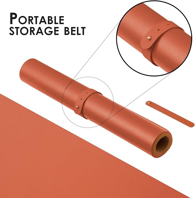Cork Desk Mat - Dual - Sided Desk Pad for Office and Home - Desk Organization and Accessories - Ideal for Large Mouse Pad and Desk Mats on Top of Desks(Orange,36"x 17") | Desk Pads Blotters - TrueDesk