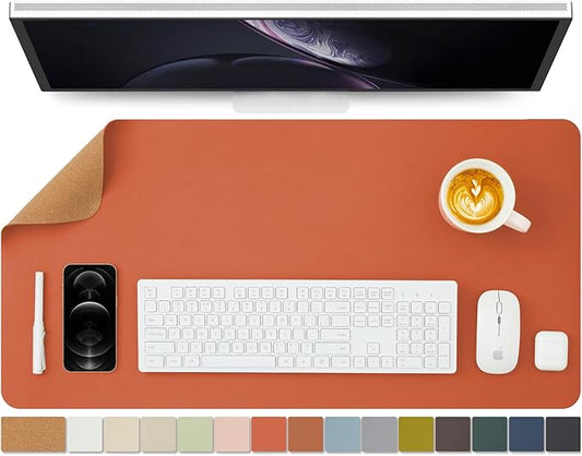 Cork Desk Mat - Dual - Sided Desk Pad for Office and Home - Desk Organization and Accessories - Ideal for Large Mouse Pad and Desk Mats on Top of Desks(Orange,80cmx 40cm) | Desk Pads Blotters - TrueDesk