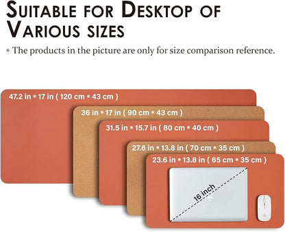 Cork Desk Mat - Dual - Sided Desk Pad for Office and Home - Desk Organization and Accessories - Ideal for Large Mouse Pad and Desk Mats on Top of Desks(Orange,80cmx 40cm) | Desk Pads Blotters - TrueDesk