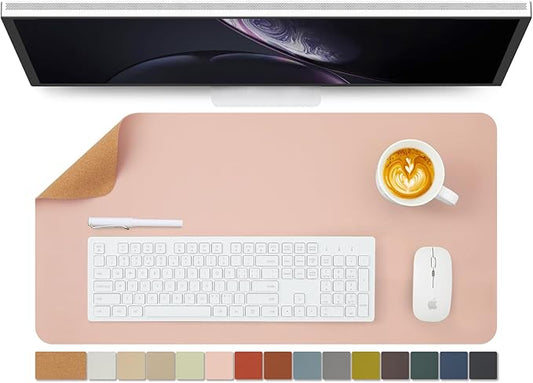 Cork Desk Mat - Dual - Sided Desk Pad for Office and Home - Desk Organization and Accessories - Ideal for Large Mouse Pad and Desk Mats on Top of Desks(Pink,27.6"x 13.8") | Desk Pads Blotters - TrueDesk