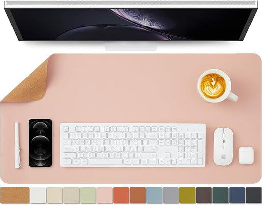 Cork Desk Mat - Dual - Sided Desk Pad for Office and Home - Desk Organization and Accessories - Ideal for Large Mouse Pad and Desk Mats on Top of Desks(Pink,31.5"x 15.7") | Desk Pads Blotters - TrueDesk