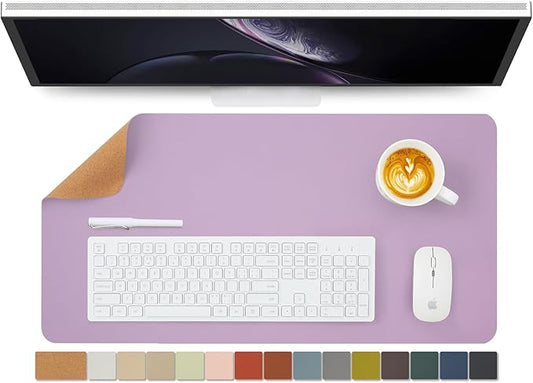 Cork Desk Mat - Dual - Sided Desk Pad for Office and Home - Desk Organization and Accessories - Ideal for Large Mouse Pad and Desk Mats on Top of Desks(Purple,27.6"x 13.8") | Desk Pads Blotters - TrueDesk