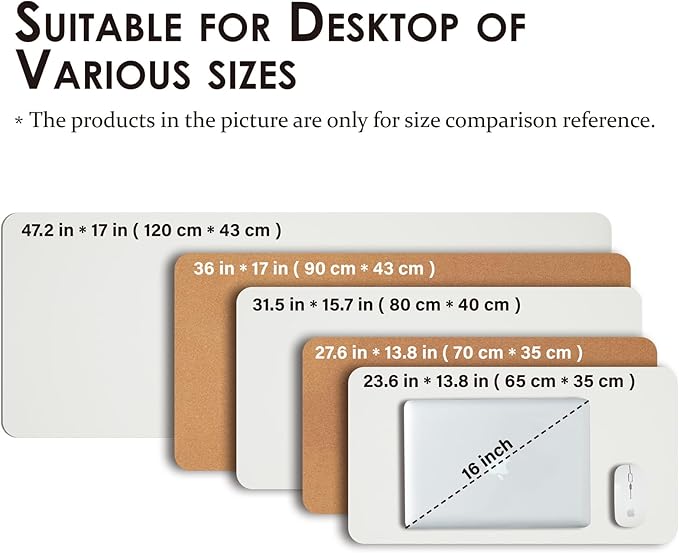 Cork Desk Mat - Dual - Sided Desk Pad for Office and Home - Desk Organization and Accessories - Ideal for Large Mouse Pad and Desk Mats on Top of Desks(White,80cmx 40cm) | Desk Pads Blotters - TrueDesk